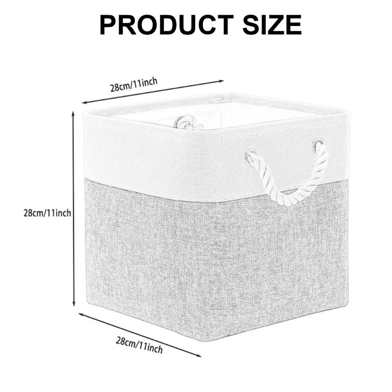 Set Of 4 Foldable Cube Baskets with Rope Handles Multipurpose Storage Box for Home Decoration Bedding Organizers