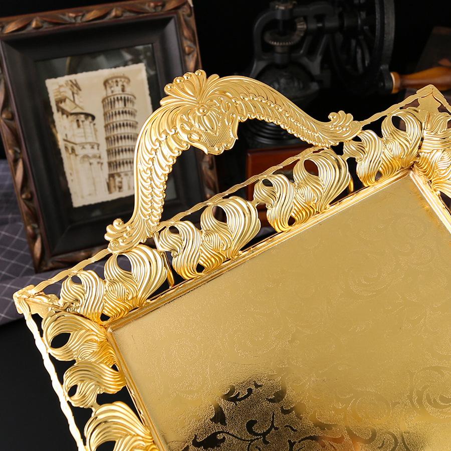 European hollow rectangle light luxury fashion fruit plate high-end fruit plate KTV bar snack plate metal handicrafts