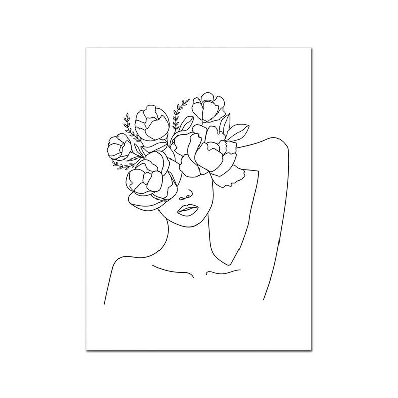 Minimalist Line Girl Boy Abstract Flower Leaves Nordic Posters And Prints Wall Art Canvas Painting Pictures Living Room Decorati
