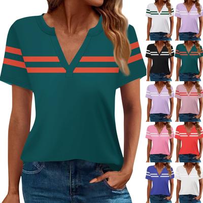 Camisa de verano de manga corta con cuello en V para mujer, camiseta informal holgada de negocios, ropa de moda moderna, tops