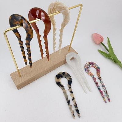 13cm Fashion U-Shaped Hairpin Hair Fork Trendy Acetic Acid Material Hair Clip Headwear Accessories for Women Girls Retro Jewelry