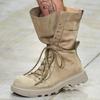 British Mid-tube Martin Boots Women's Thick-soled Heightened Lace-up Short Boots New Winter Boots
