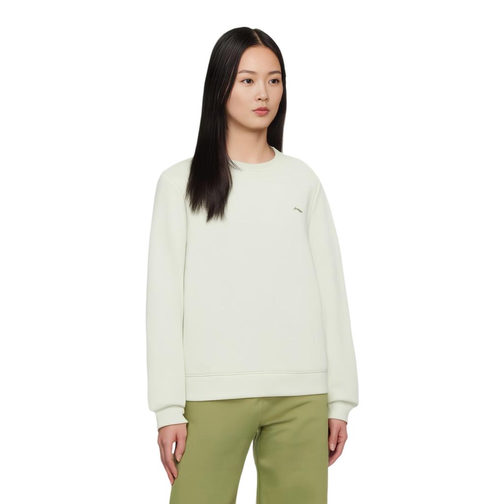 Li Ning Womens Training Series Casual Sports Logo Round Neck Sweatshirt Women Sweatshirt Silver-Birch-Gray AWDV084-5