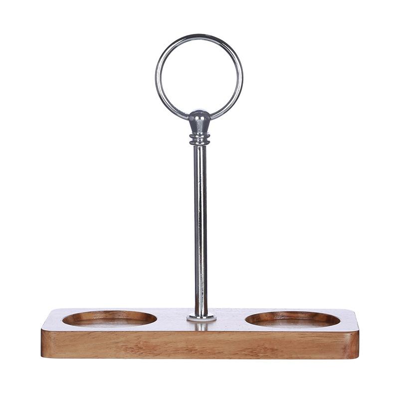 Salt and Pepper Mill Tray Acacia Wood Base Tray Pepper Mill Holder  Kitchen Shaker Pepper Grinder Tray With Zinc Alloy Handle