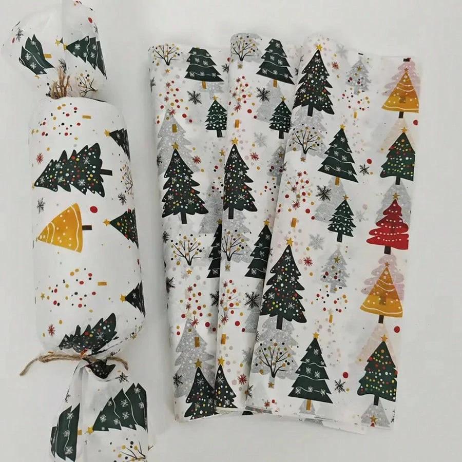 Christmas Tree and Fireworks Pattern Tissue Gift Box Wrapping Paper, Christmas Style Design, Holiday Packaging, Christmas Decor
