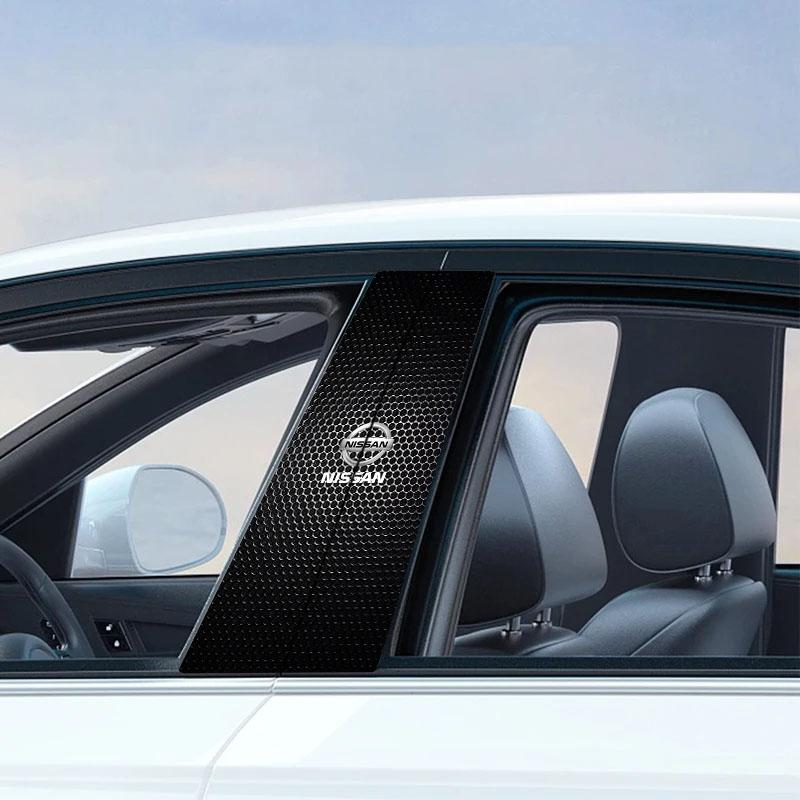 2Pcs Car Logo Center Pillar Protective Film Anti-scratch 3D Sticker Decal For Nissan Nismo Qashqai X J10 J11 Trail Tiida Teana Skyline Juke X-trail