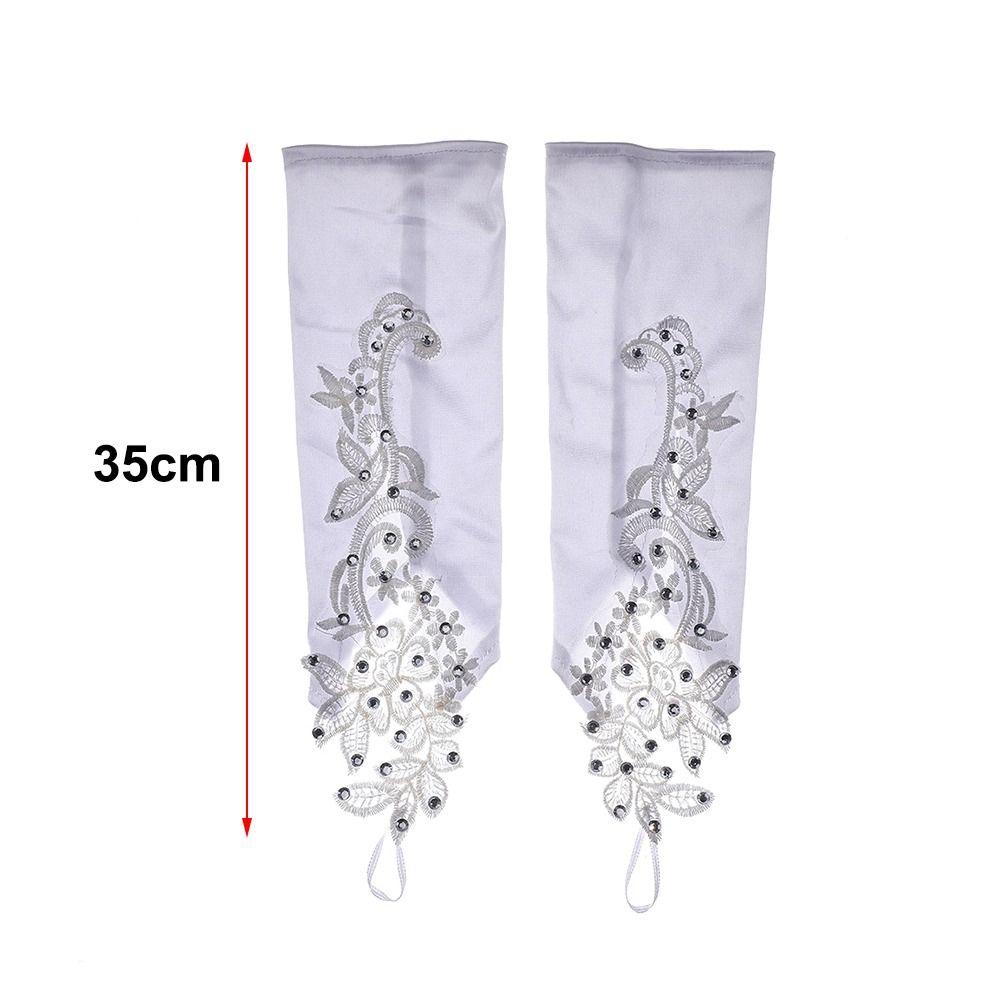 1Pairs Sunscreen Women Lace Gloves Fingerless Bridal Gown Mittens Performance Gloves Party Dress