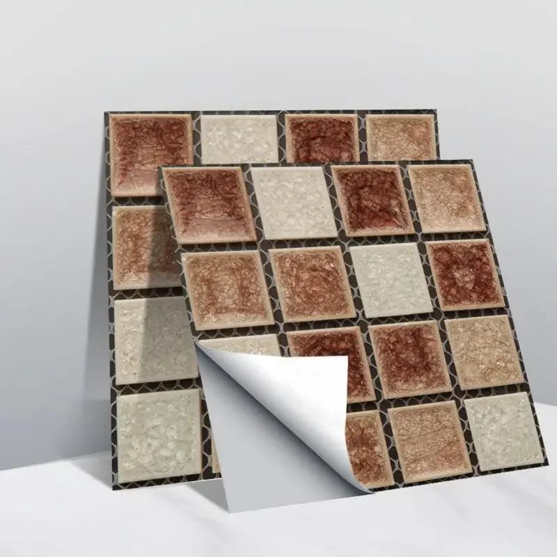 10pcs 3D Crystal Tile Stickers DIY Waterproof Self-Adhesive Wall, DIY Stickers for Home Decor Living Room Bathroom Kitchen Decor
