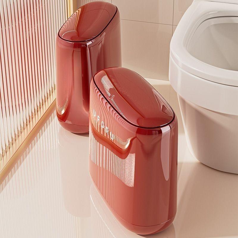 Bathroom Narrow Trash Can Plastic Press Cover Trash Bin Durable Luxury Litter Bins Waterproof Large Capacity Kitchen Dustbin