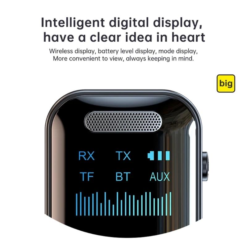 Double Mode Bluetooth-compatible 5.4 Auditory Adapter With TF Card Playbacks Clear Display 10M Wireless Ranging 200mAh