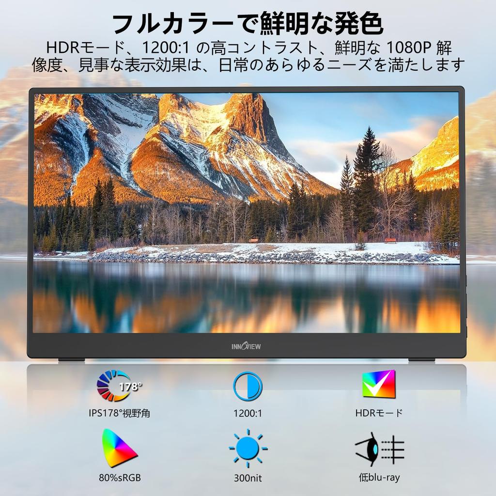 InnoView Portable Gaming Monitor, 15.6-inch Freestanding Mobile Display, IPS LCD Panel, 1920*1080 FHD, Slim, Lightweight, Portable, Wall-Mountable, Co