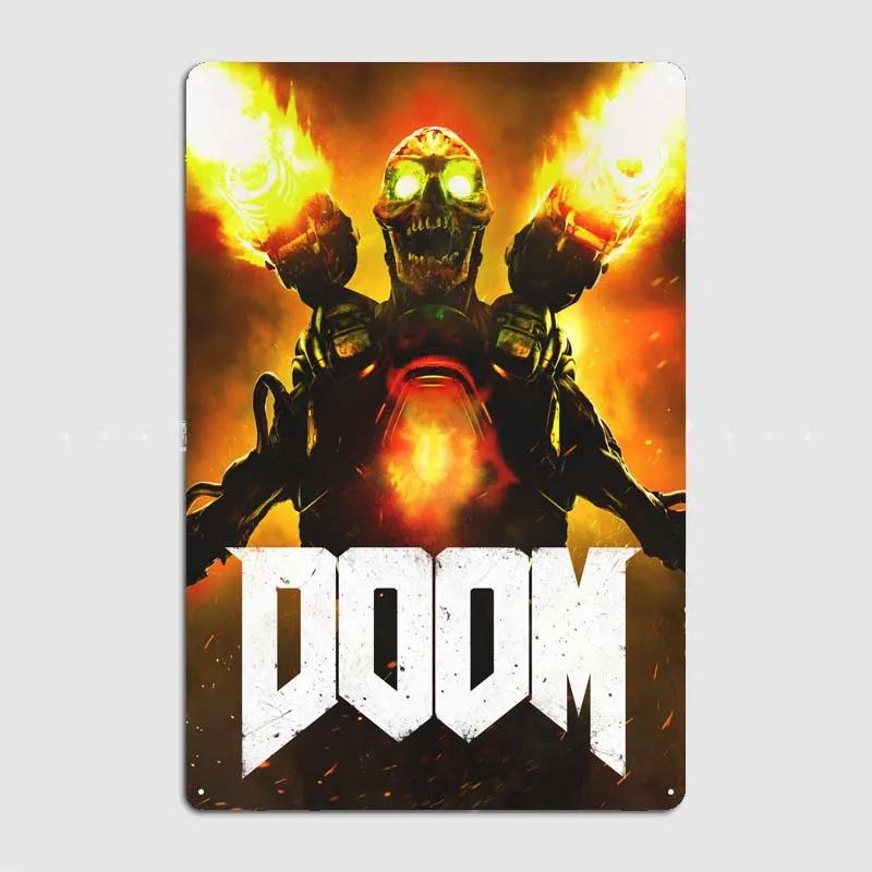 Dooms Poster Heimdekorationszubehör Spielschilder Wandkunst Vintage Metallblechschild für Gamer-Zimmer Wanddekoration Hausdekor