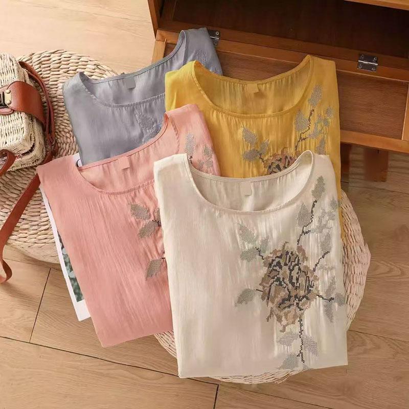 Dámské tričko Letní Velká velikost Bavlněné tričko Měkké Volné Potiskované Ležérní Pohodlné Pulovr Tričko Top