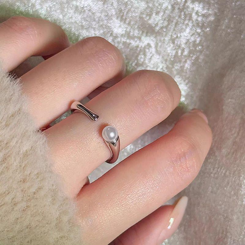 Кольцо Minsheng Starry Pearl, регулируемое, штабелируемое - Стиль легкой роскоши Open Adjustable