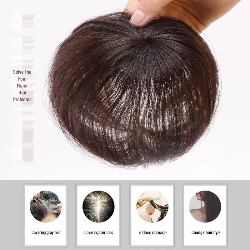 Peruca Curta Cinza para Cobrir Cabelos Grisalhos Feminina: Adesivo Leve para Cabelo de Verão