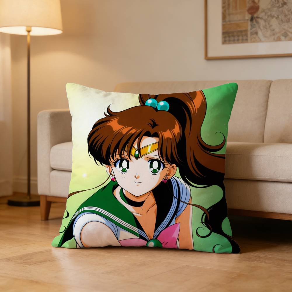 Makoto Kino Sailor Jupiter Pillow Case for Sofa Living Room Home office Decor Protective Cover 30X30cm