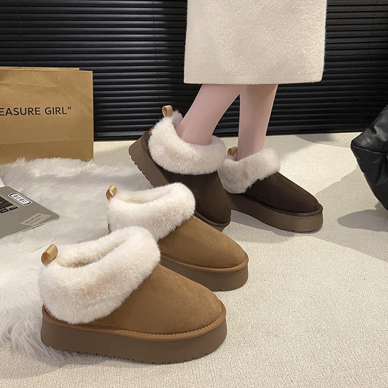 Mao Mao mouth snow boots women's 2025 winter new Korean version thick-soled short tube thickened foot and velvet cotton shoes