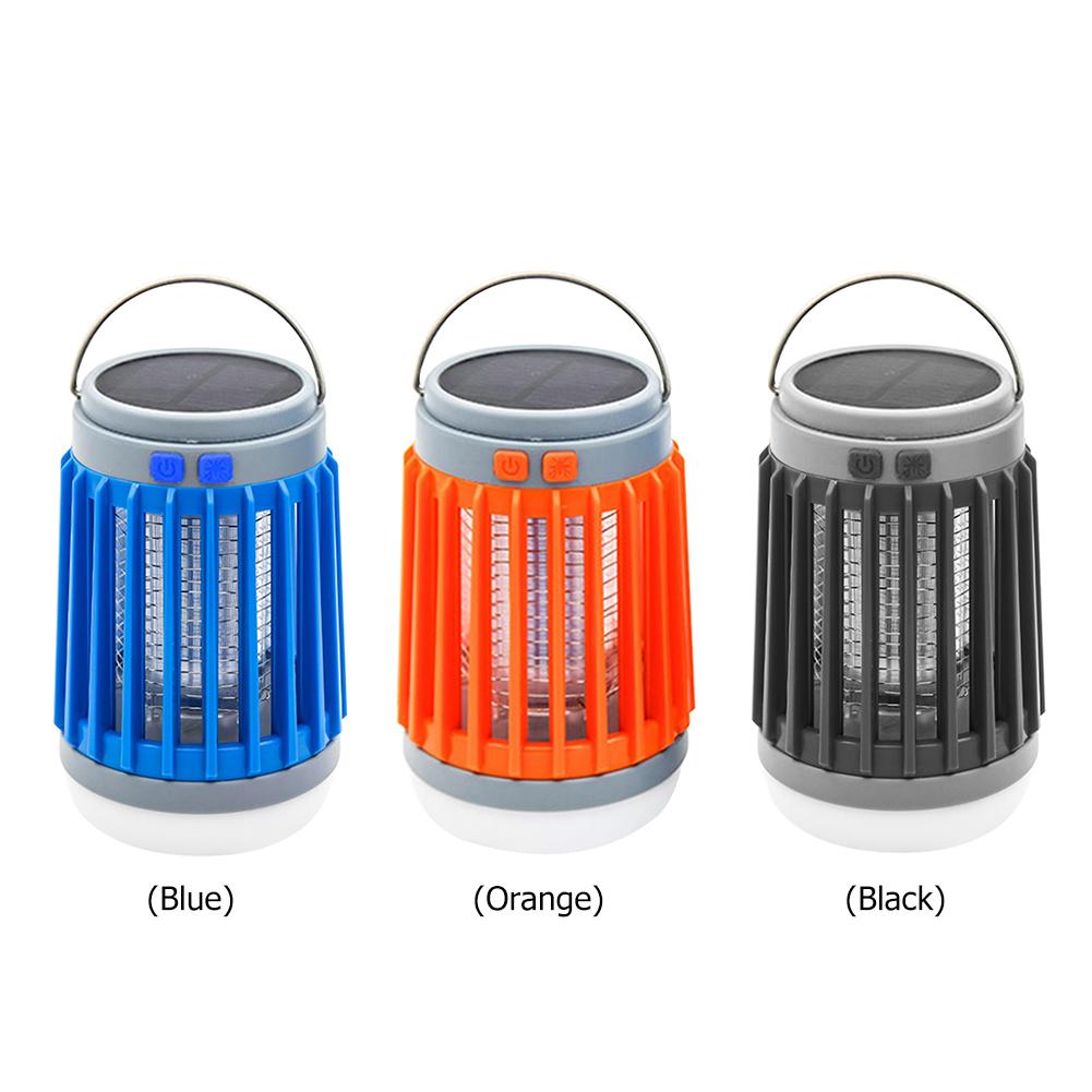 Solar Powered Shock Mosquito Killer USB Charging Fly Swatter Zapper 4 Lighting Modes Light Last Up To 20H for Home Office