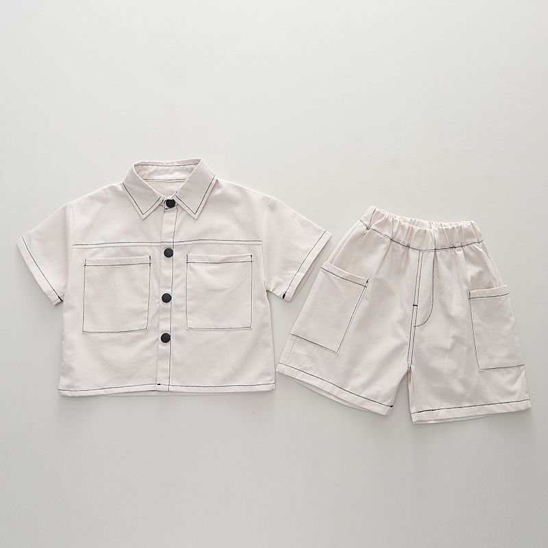 Boy Labor Clothing Short Sleeved Set Summer Clothing Korean Children's Trendy Shirt Summer Fashion
