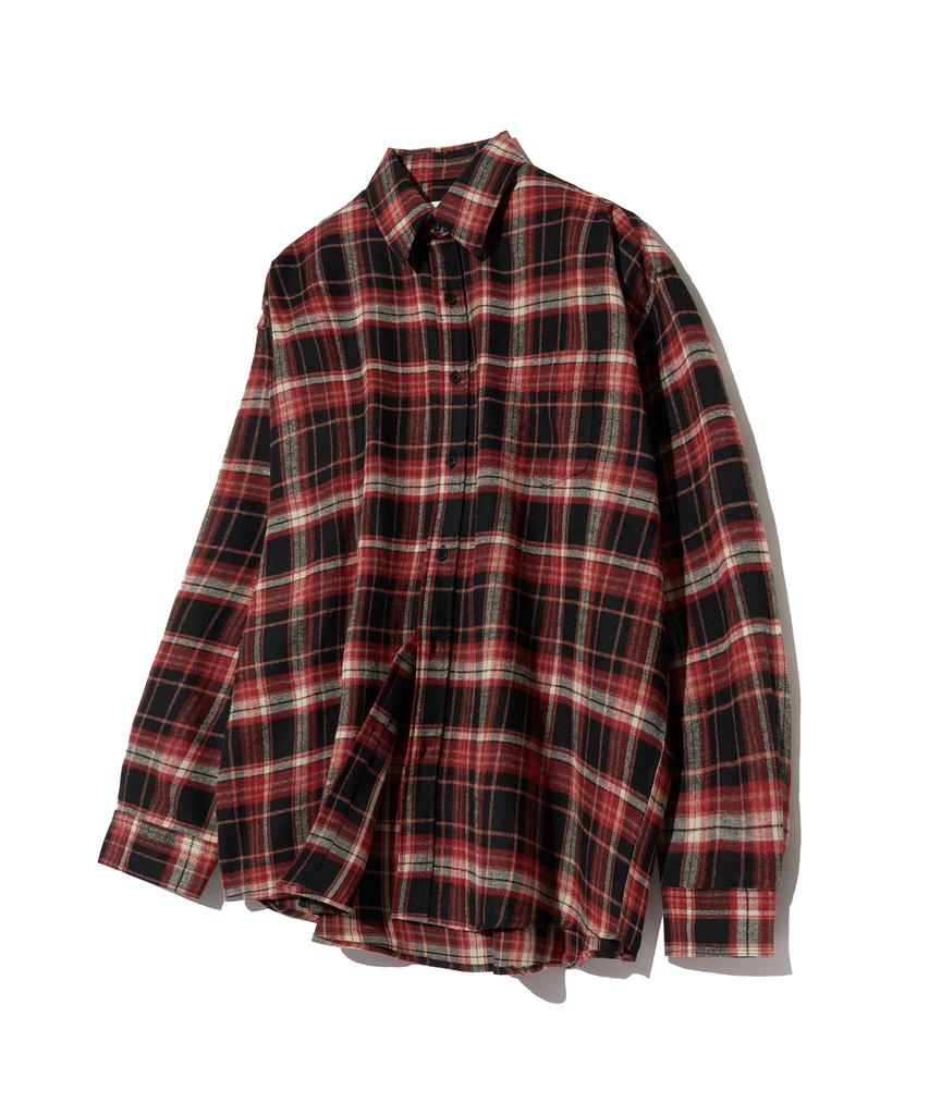 STANDARDERROR 87-Stan081 One-Pocket Vintage Oversized Long Sleeve Check Shirt