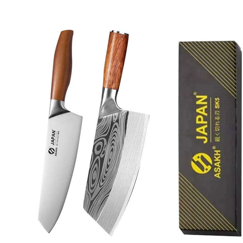 WXCOO Japanese Chef Knife Cooking Butcher Knife Professional Kitchen Knives Set Meat Cleaver Fish Fillet Slicing Santoku Knife