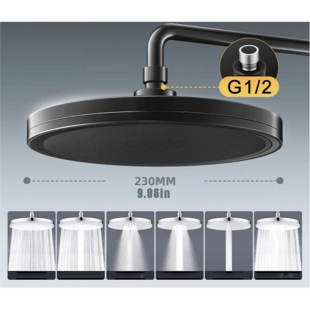 23CM Standing Bath Bowl 6 Spray Modes Pressure Shower Head Replacement Round Shower Head