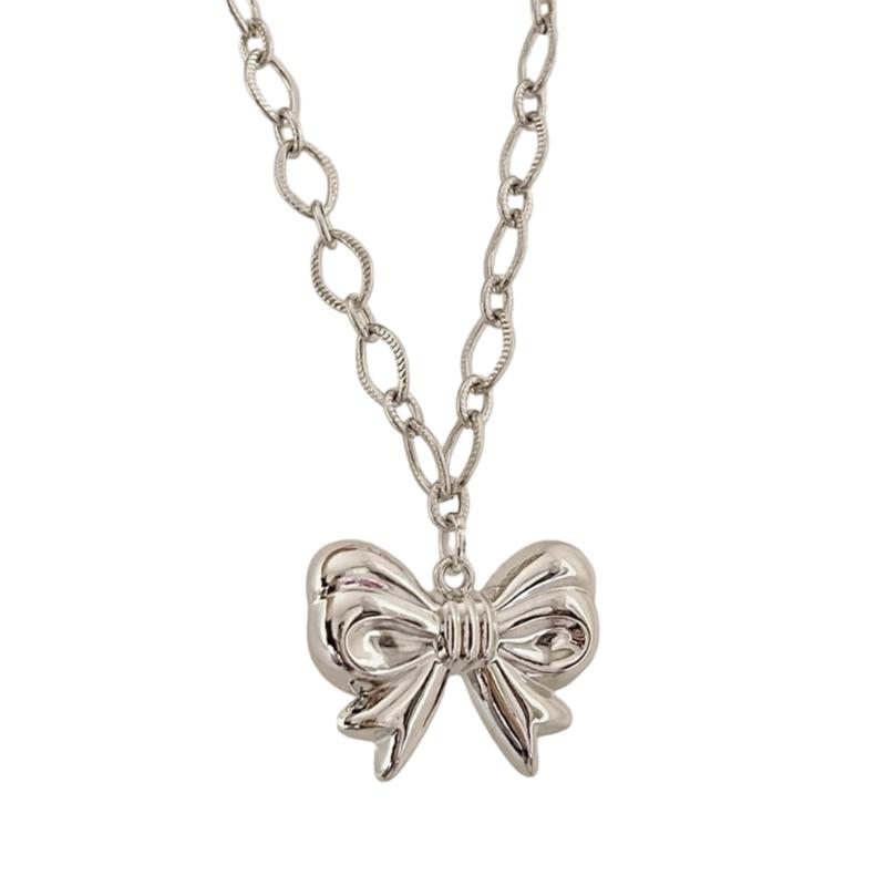 

Y2k Fashion Neckchains Accessories Vintage Bowknot Pendant Rope Chain Necklace Gothic Hip Hop Style Neck Chain for Women 1