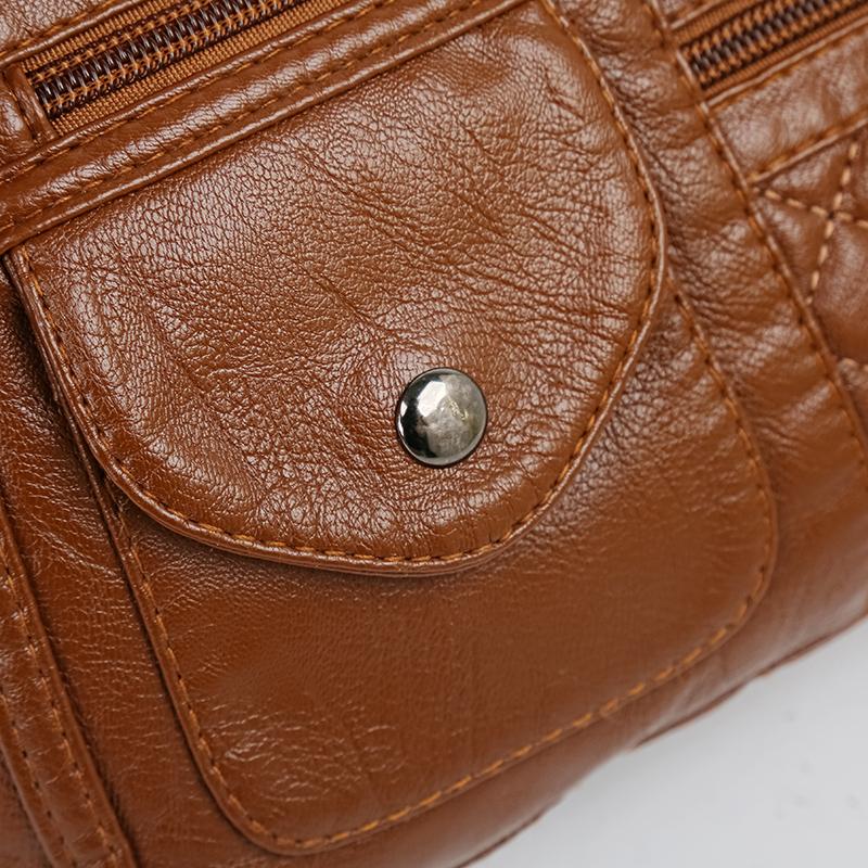 תיק כתף רב שכבתי לנשים תיק קרוסבודי עור רך עם קיבולת גדולה תיק אמא