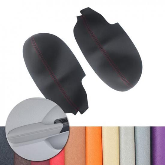 2xInner Black Leather+Red Line Front Door Armrest Cover For Acura TSX 2009-2014