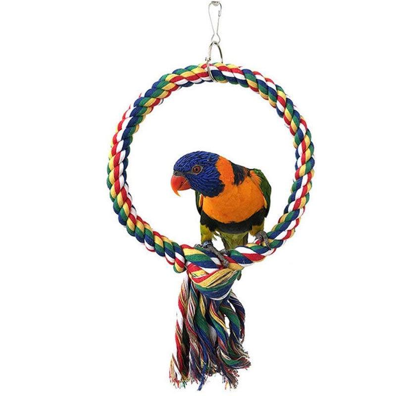 Parrot Cotton Rope Hanging Swing: Climbing & Biting Toy for Small and Medium Birds