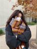 Autumn atmosphere~ Korean light luxury retro striped scarf mohair fringed scarf women's winter cold-proof versatile shawl