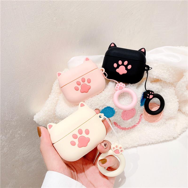 Cute cat paw case suitable for AirPods Pro2 protective case, cartoon 2nd/3rd generation Apple Bluetooth earphones, silicone case