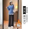 Black narrow wide-leg pants women's spring, autumn and winter velvet high-waisted drape straight casual small corduroy pants