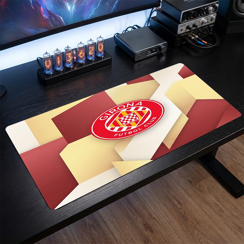 Girona FC Theme Pattern Mouse Pad, Soccer Logo Design XXL Gaming Desk Mat Non-Slip Computer Mouse Pad