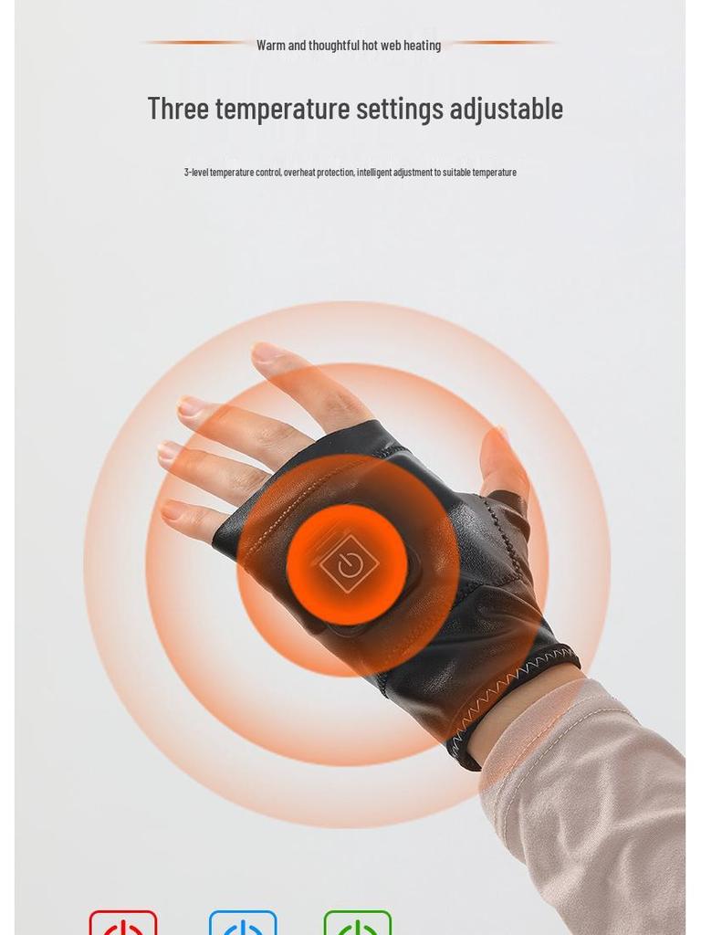 Gants Chauffants Intelligents Unisexe pour Automne/Hiver - Chaleur Demi-Doigts pour Sports, Gaming et Bureau