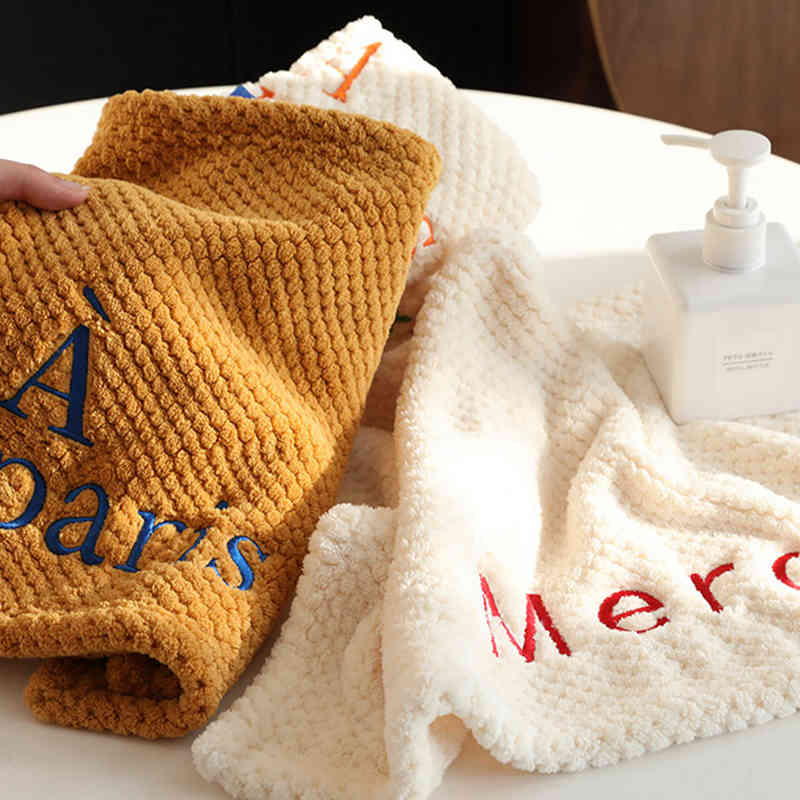 Hand Towel Embroidery Soft Water Absorbent Skin Friendly Home Bathroom