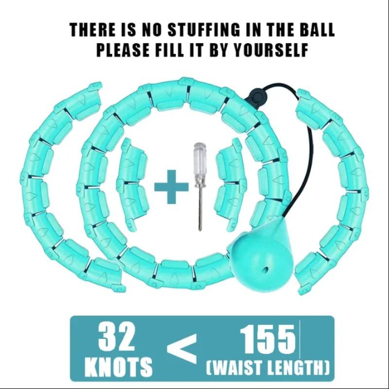 

Weighted Adjustable Exercise Hoop for Women Detachable Knot Abdominal Workout Fitness Weight Loss 32-BlueGreen
