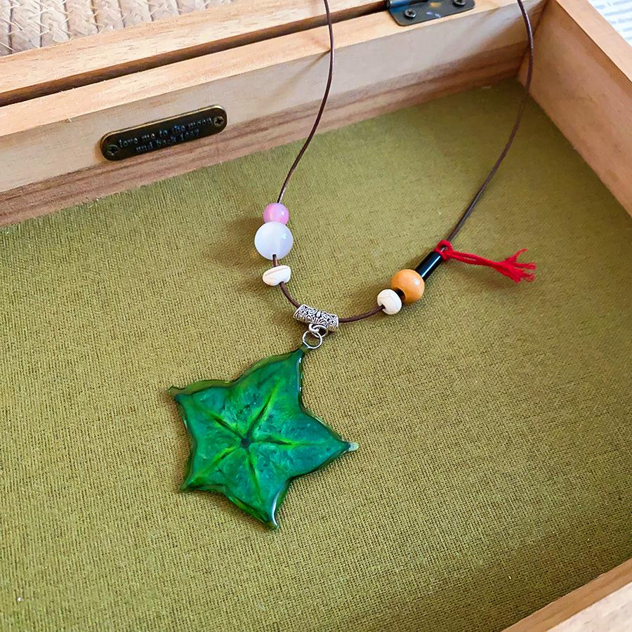 Dopamine Resin Orange Pitaya Watermelon Bead Leather Necklace - Personalized High-End Sweater Chain for Women