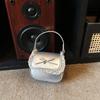 Elegant PU Leather Women Lipstick Bag Soft Knot Design Crossbody Bag Lace Trim Sweet Style Shoulder Bag