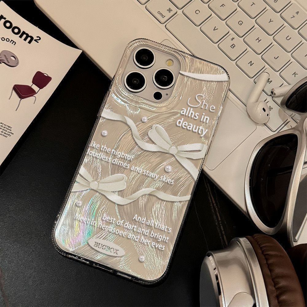 Temperament bow is suitable for iPhone17promax Apple 16IMD mobile phone case, the new 14/15 all-inclusive 13.