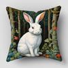 Cute Rabbit illustration Pillow Covers,Polyester Decorative Cushion Cases for Living Room Sofa (Pillow Inserts Not Included)