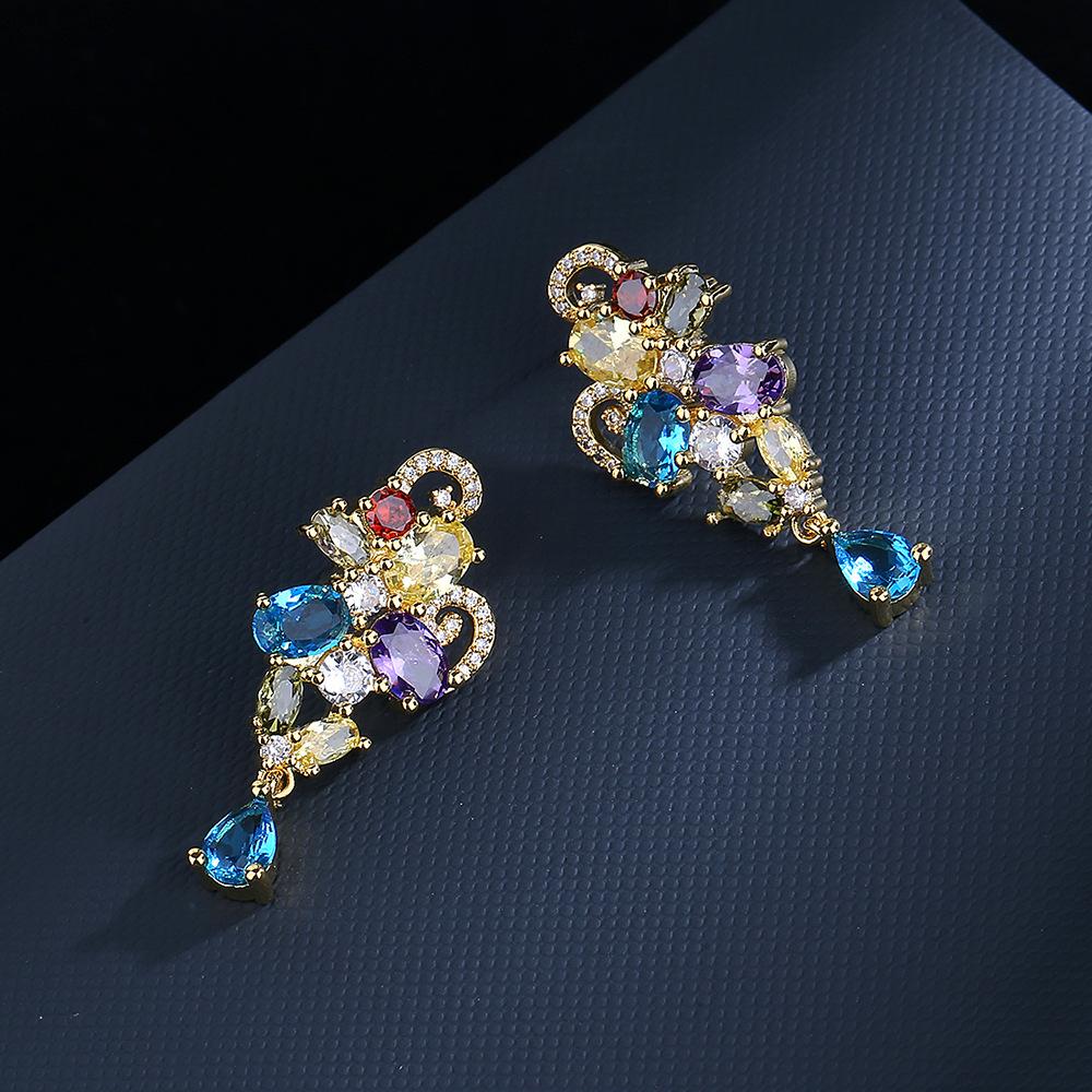 Fashion Kaleidoscope zircon Earrings  Silver Temperament Street Trend Kaleidoscope Earrings party birthday jewelry gift