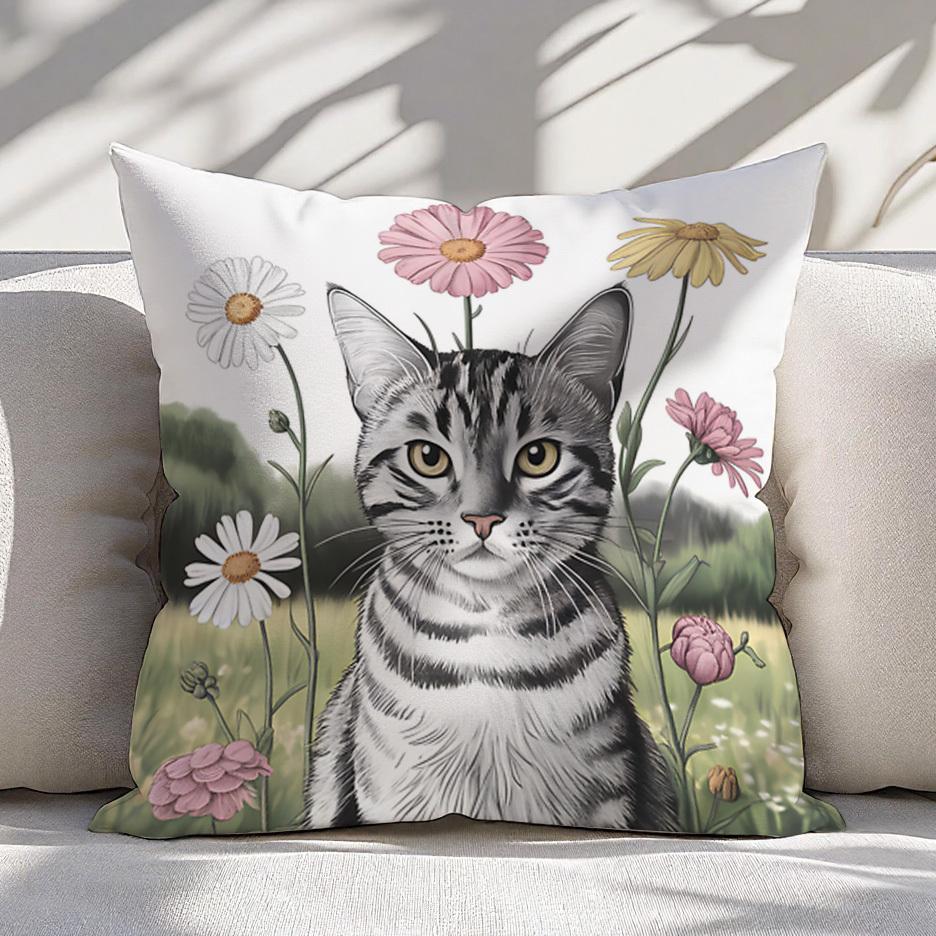 

pc Abstract Feline Floral Motif Pillowcase for Home Decoration Cushion Cover Polyester xcm xin 40cmx40cm
