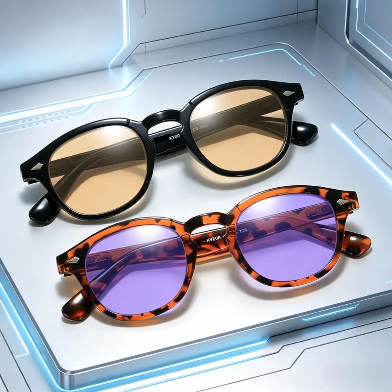 Retro Round Frame Anti-Blue Light Glasses Unisex Outdoor UV-Protective Sunglasses UV400 Ultra-light Eye Protection Eyewear