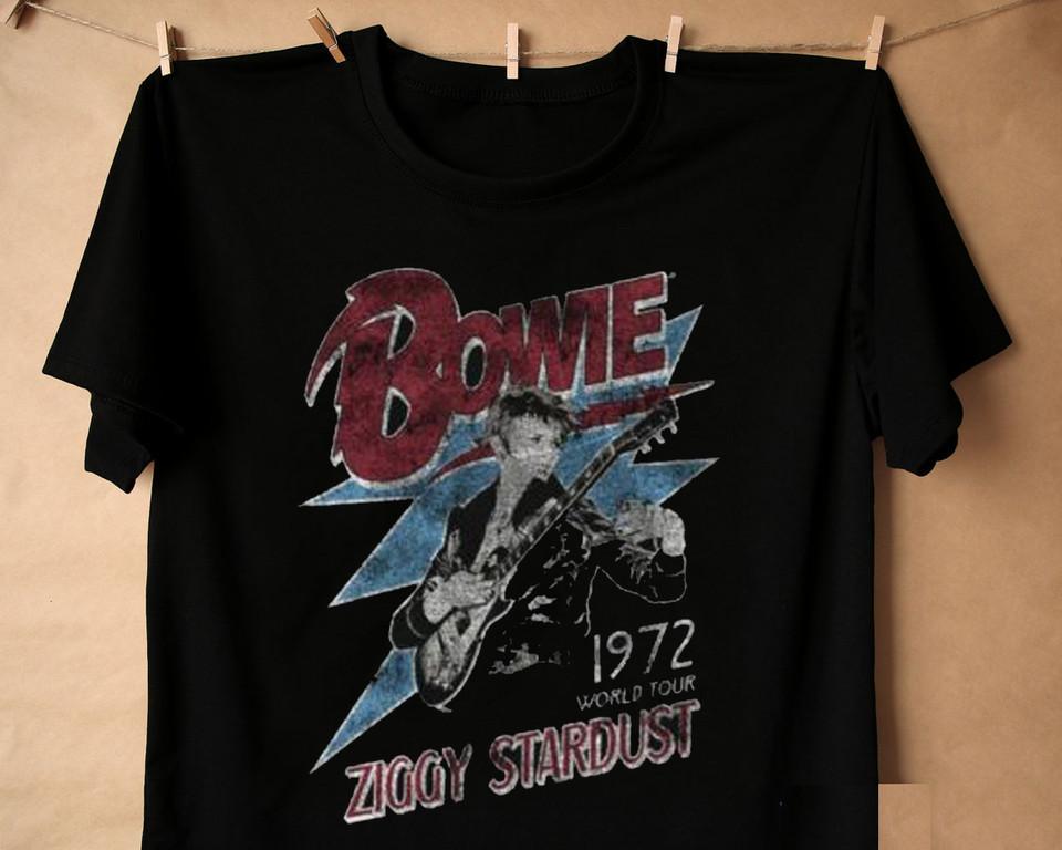 

David Bowie ziggy stardust 1972 World Tour T Shirt All Size Cotton Black T-Shirt Unisex T-Shirt S