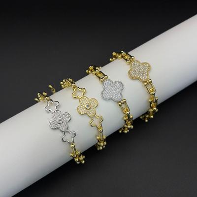 T Marke U-förmiger Hufeisenverschluss Zirkon Vierblättriges Kleeblatt Armband: Europäischer & Amerikanischer Modeschmuck im Leichten Luxus