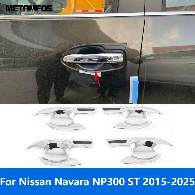 Car Accessories For Nissan Navara NP300 ST 2015- 2024 2025 Chrome Exterior Side Door Handle Bowl Cover Trim Protection Cap