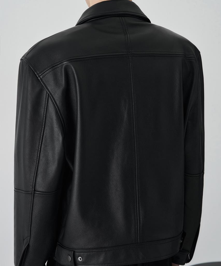 Draw Fit Russell Single Cow Leather Jacket [Black]
