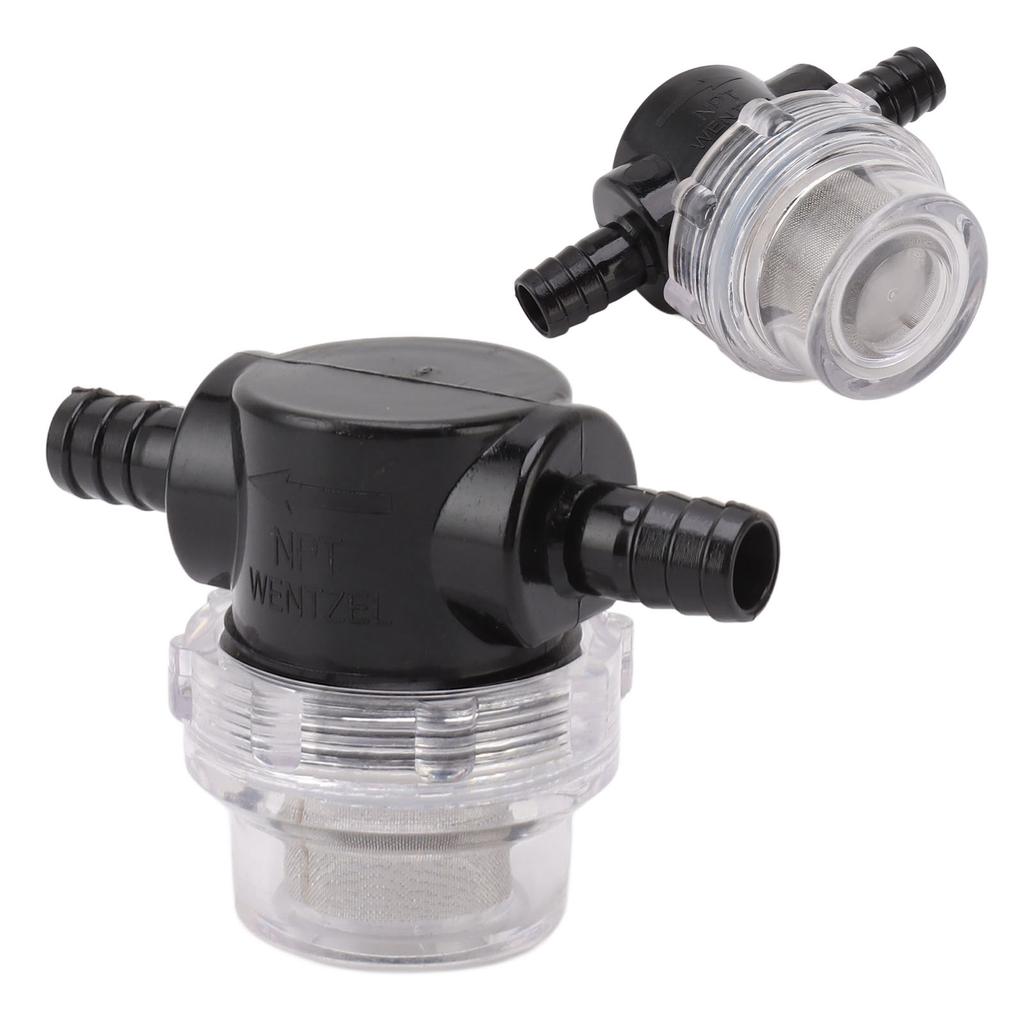 Pump Strainer Filter, On Water Pipe Stainer RV Replacement with 50 Mesh Stainless Steel Filter Screen, ABS RV Water Filter NPSM Inlet Outlet, f