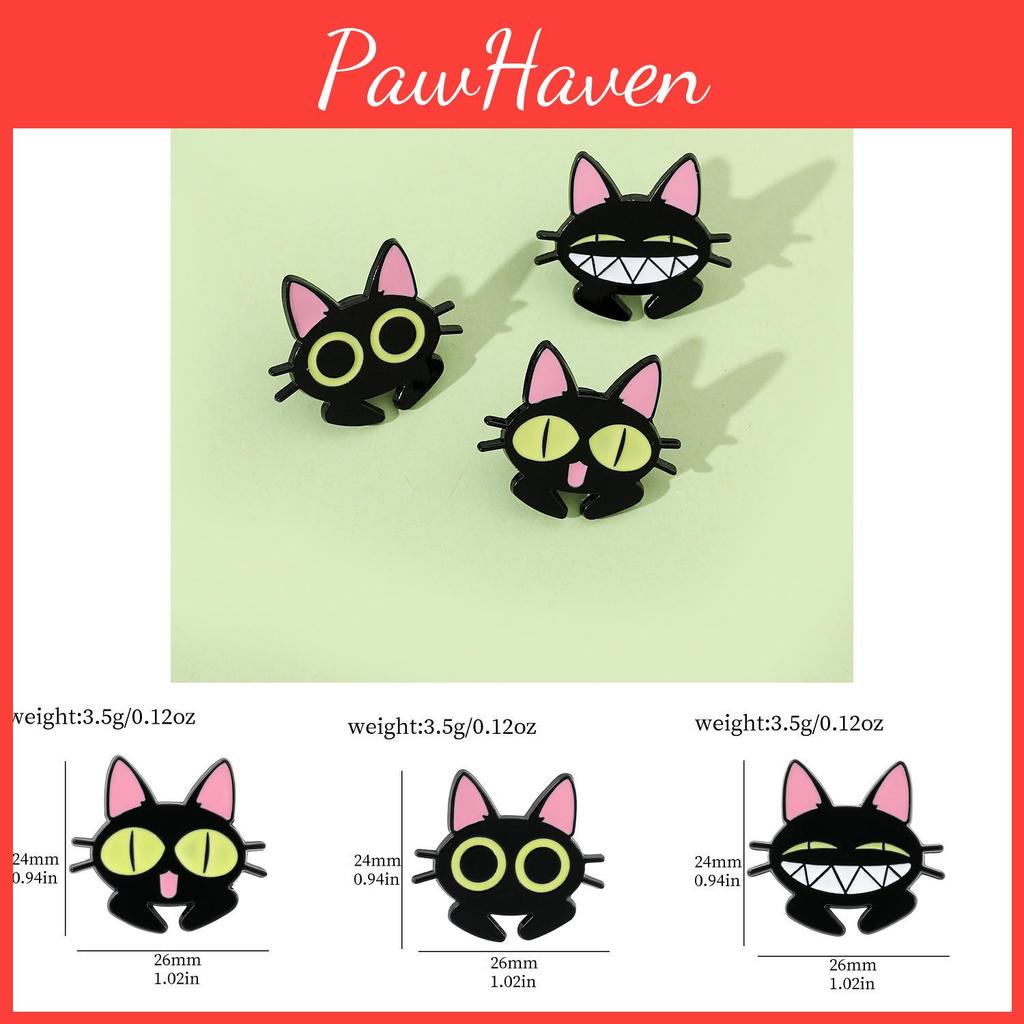 Cartoon Cat Brooch Pin Funny Black Cat Metal Badge Alloy Oil Drop Bag Accessory